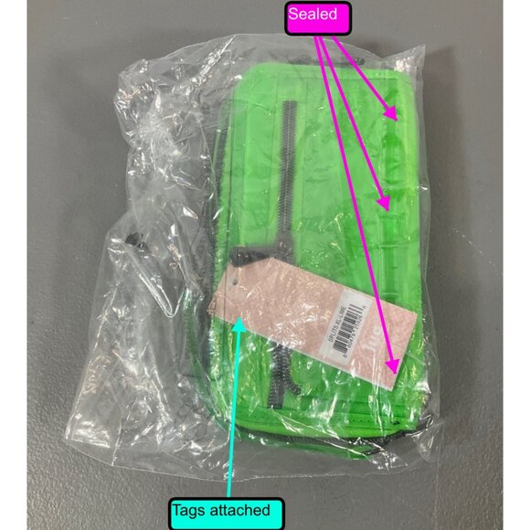 Lug Splits XL RFID Protected Accordion Wallet - Quilted Lime Green with Zip Clos - Picture 6 of 7